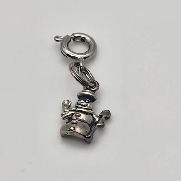 Sterling Silver Snowman Charm - Picture 1 of 3